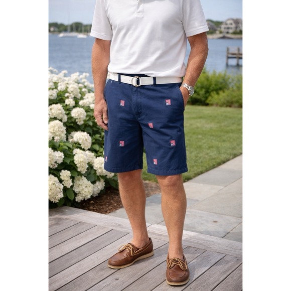 Original Islandia Clothing Co Other - Embroidered American Flag 🇺🇸 Shorts Men's 36 Belted Coastal/Hamptons 4th of July